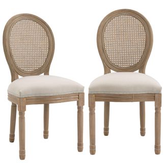 HOMCOM Homcom - Set 2 Sedie Salotto Vintage Con Schienale Traforato In Legno E Tessuto