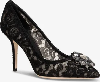 Dolce & Gabbana Pumps aus Spitze mit Kristallen Rainbow Belucci 90