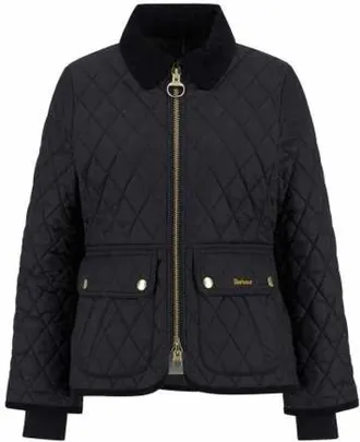 Barbour Jassen, Dames, Zwart, L, Leer, Fitted Beadnell Quilt