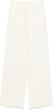 Barena Ecru Broek met Verborgen Rits en Zakken - Dames - Wijde Broeken - Beige - S - Broeken