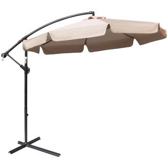 OUTSUNNY 2.7m Garden Cantilever Banana Parasol Sun Shade w/ Crank - Light Brown | TJ Hughes