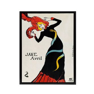 Artery8 Toulouse Lautrec Can Can Dancer Jane Avril Framed Canvas Wall Art Print | Size: W24 x H32
