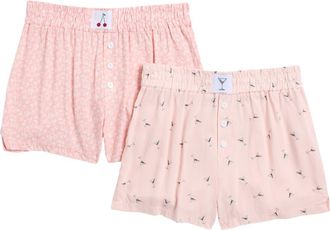 Tart Challis Oriel 2-Pack Boxer Shorts in Barely Pink + Micro Gingham at Nordstrom Rack, Size X-Large