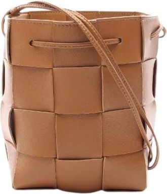 Bottega Veneta Pre-owned Kleine Cassette Leren Bucket Bag - Dames - Vintage Tas - Bruin - ONE Size - Leer - Vintage