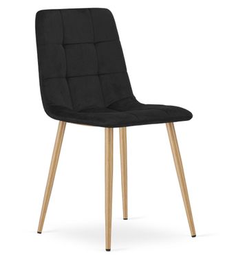 OEM Silla Kara - Terciopelo Negro / Patas Color Madera X 1