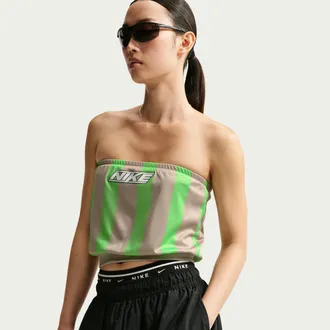 Nike Womens Nike Sportswear Slim Striped Jersey Tube Top in Brown | IV5023-236