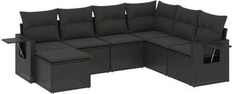vidaXL Vidaxl - Set De Comedor De Jard&iacute;n 7 Pzas Y Cojines Rat&aacute;n Sint&eacute;tico Negro