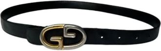 Gucci Pre-owned Double G Leren Riem - Dames - Vintage Accessoires - Zwart - ONE Size - Leer - Vintage