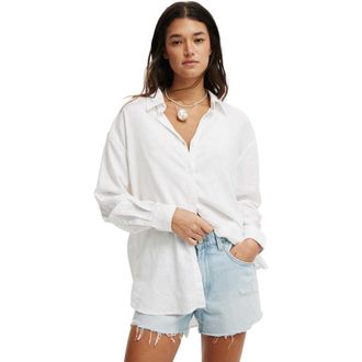 Cotton On Womens Haven Long Sleeve Shirt in White at Nordstrom, Size 4