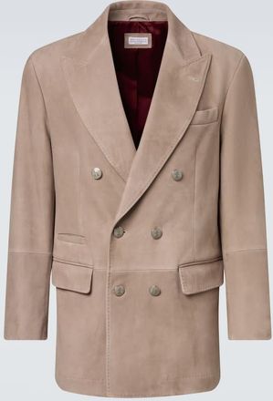 Brunello Cucinelli Double-breasted suede blazer