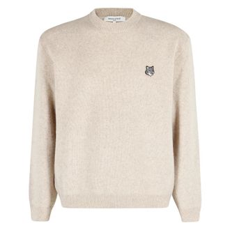 Maison Kitsun&eacute; Round-neck Knitwear, male, Brown, XL, Fox Head Milano Jumper