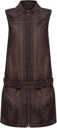 Diesel De-Edros-S Jurk - Dames - Korte kleedjes - Bruin - M - Leer - Kleedjes