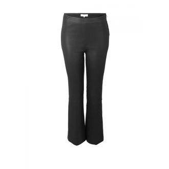 Dante6 Zwarte leren flare broek - Dames - Broeken - Zwart - Maat: L Leer