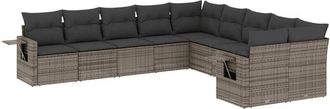 vidaXL Set De Sof&aacute;s De Jard&iacute;n 10 Pzas Con Cojines Rat&aacute;n Sint&eacute;tico Gris Vidaxl