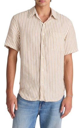 Madewell Short Sleeve Linen Shirt in Golden Khaki at Nordstrom, Size Xx-Large