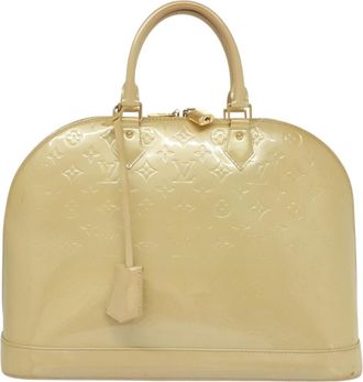 Louis Vuitton Alma Handbag Monogram Vernis Beige Patent_Leather Bag (Pre-Owned)