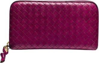 Bottega Veneta Pre-owned Wallets, female, Purple, Size: ONE SIZE Pre-owned Intrecciato Leather Long Wallet