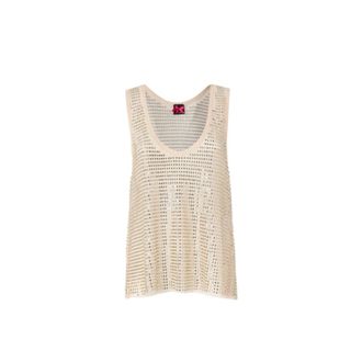 Pinko Mesh Tanktop - Dames - Tops zonder mouwen - Geel - M - Polyester - Tops