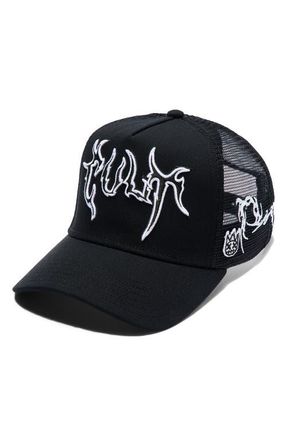 Cult of Individuality Raven Logo Trucker Hat in Black at Nordstrom