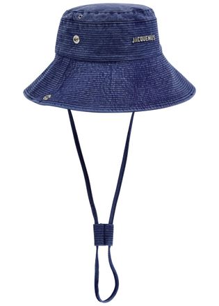 Jacquemus Le Bob De-n&icirc;mes Flocked Denim Bucket hat - Blue - 60 (UK 6 / XS)