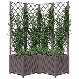 Berkfield Home Garden Planter with Trellis Brown 80x80x136 cm PP | Size: 80 x 80 x 136 cm