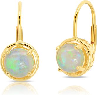 MAX + STONE 925 Sterling Silver with 18k Yellow Gold Overlay Round Gemstone Dangle Earrings