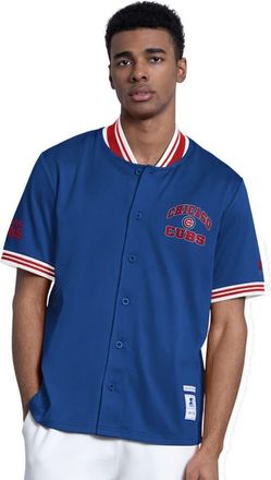 Starter Mens Starter Royal Chicago Cubs Button-Up Short Sleeve Jacket at Nordstrom, Size Small