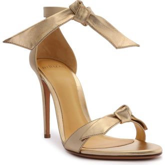 Alexandre Birman Clarita Ankle Tie Sandal in Kid Soft Metal at Nordstrom, Size 10.5