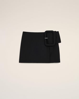 Ami Black New Wool Big Buckle Belted Mini Skirt Black - 32 - for Women