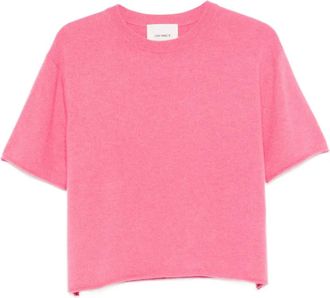 Lisa Yang Trui met gerafelde afwerking en korte mouwen - Roze