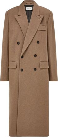 Ferragamo double-breasted peak-lapel coat - men - Polyamide/Virgin Wool - 46 - Neutrals