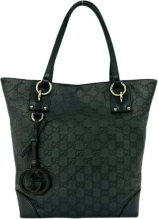 Gucci Pre-owned Tote Bags, female, Black, Size: ONE SIZE Pre-owned Shima Leather Tote Bag