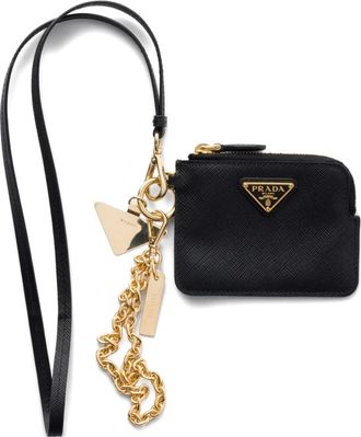 Prada Portafoglio in pelle con logo - Nero