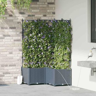 Berkfield Home Garden Planters with Water Irrigation System 3 pcs Light Grey