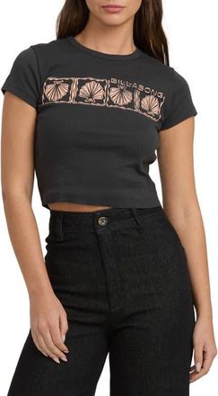 Billabong To the Roots Seashell Graphic Cotton Baby Tee in Off Black at Nordstrom, Size X-Large