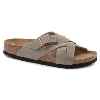 Birkenstock Womens Lugano Woven Slide Sandal In Taupe