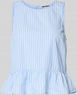 Review Popeline Top mit r&uuml;ckseitigem Schl&uuml;sselloch-Ausschnitt in Bleu, Gr&ouml;&szlig;e XL