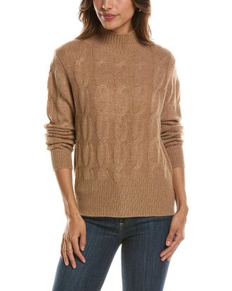 Fort&eacute; Cashmere Cable Mock Neck 100% Cashmere Sweater