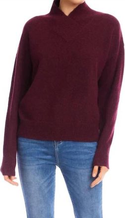Karen Kane Saphira Shawl Collar Sweater In Wine