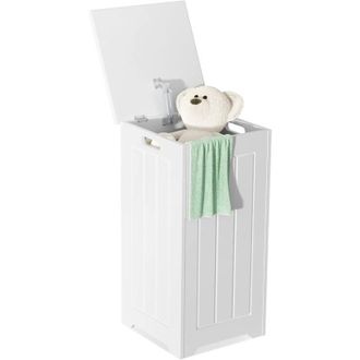 Costway Mobile Portabiancheria per Bagno, Cesto Organizzazione Lavanderia, in Legno, Bianco - Costway