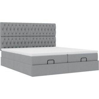 vidaXL Estructura De Cama Otomana Colchones Tela Gris Claro 200x200cm Vidaxl