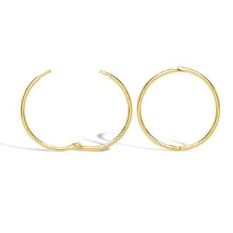 Jewelco London Solid 9ct Gold Hinged Sleeper 1mm Hoop Earrings 16mm