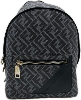 Fendi Blue Coated Canvas Backpack (Pre-Owned)