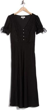 Wayf Lace Trim Midi Dress in Black at Nordstrom Rack, Size X-Small