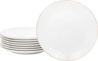 Gibson Home Ogalla 8 Piece 7.5 Inch Gold Banded Fine Ceramic Dessert Plate Set