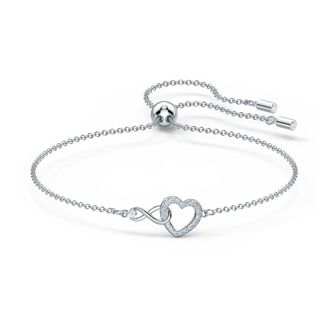 Swarovski Infinity Hart Armband- Rhodium Geplateerd - Dames - Armbanden - Grijs - ONE Size - Accessoires
