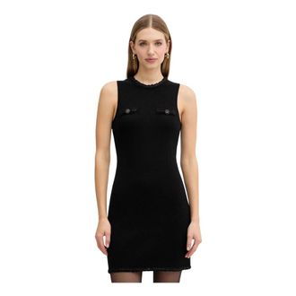 Twinset Geruite Mini Jurk - Dames - Korte kleedjes - Zwart - L - Wol - Kleedjes