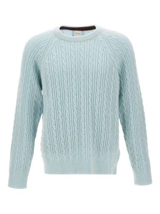 Paul Smith cable knit crew neck knitwear - men - Alpaca/Nylon/Wool - L - Blue