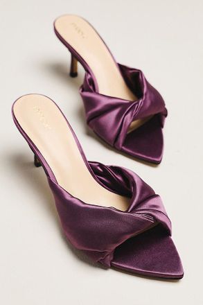 Maeve Ilora Satin Twist Mule Heels