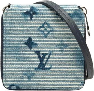 Louis Vuitton Pre-owned Compact Wallet on Strap - Dames - Pre-owned - Blauw - Maat: ONE Size Leer